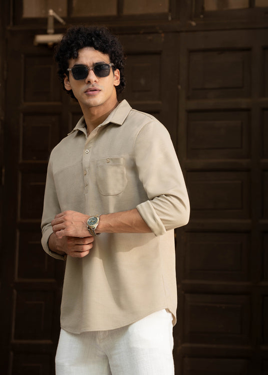 Detailed Waffle L/S Shirt