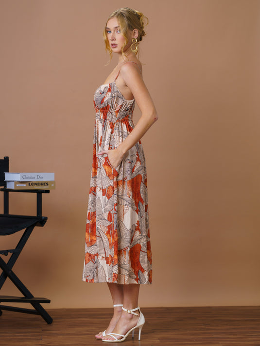 Printed strappy maxi dress