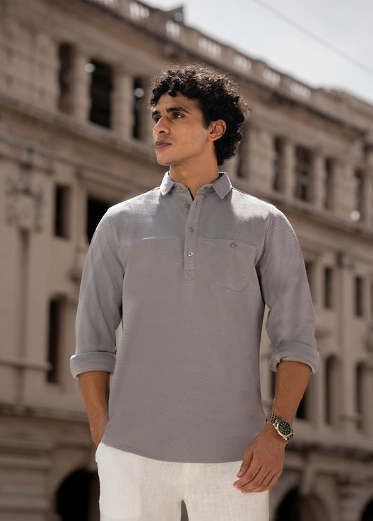 Detailed Waffle L/S Shirt