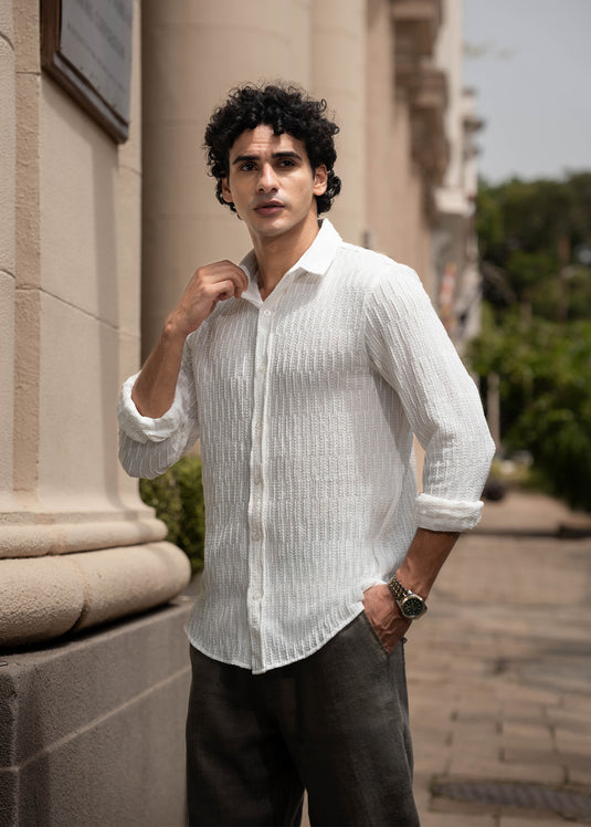 Casual Wear Textured L/S Shirt