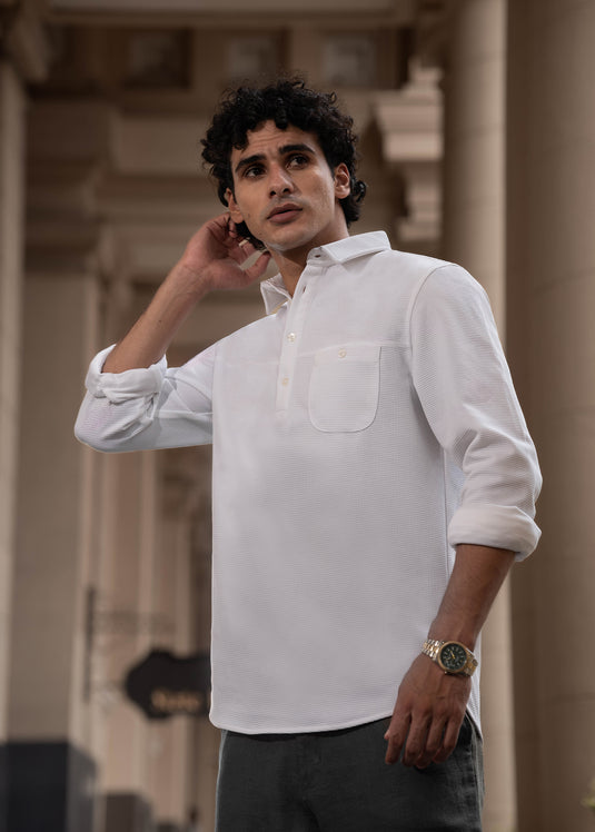 Detailed Waffle L/S Shirt