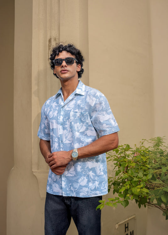 Printed Cuban Collar Shirt