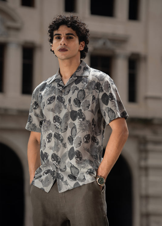 Printed Cuban Collar Shirt