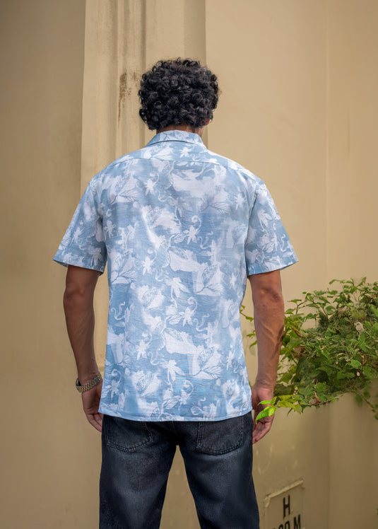 Printed Cuban Collar Shirt