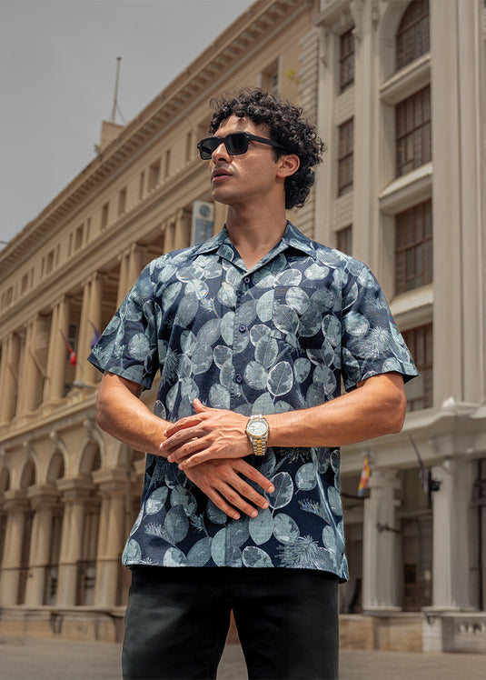 Printed Cuban Collar Shirt