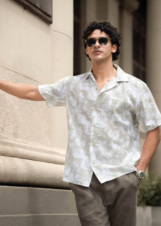 Printed Cuban Collar Shirt