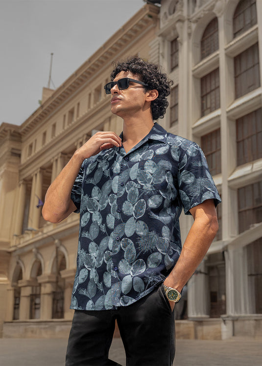 Printed Cuban Collar Shirt