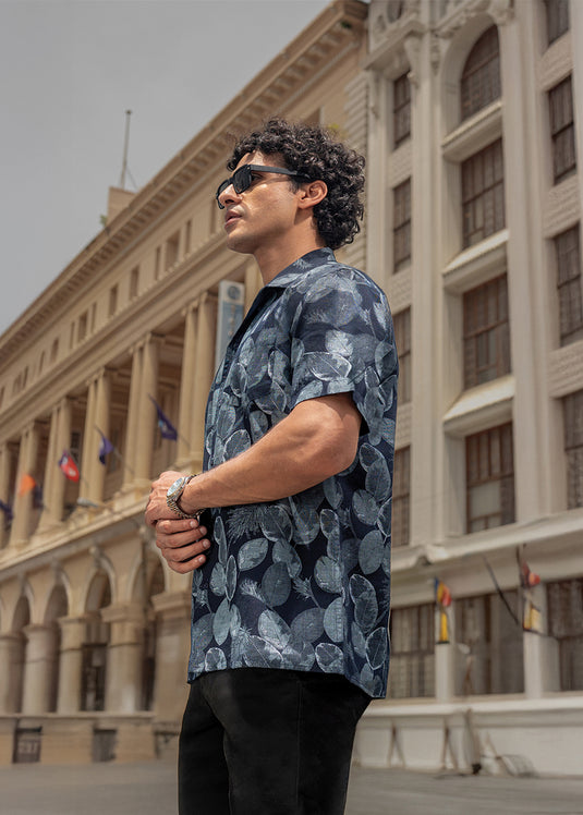 Printed Cuban Collar Shirt