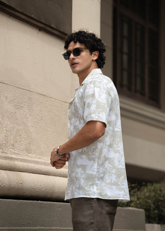 Printed Cuban Collar Shirt
