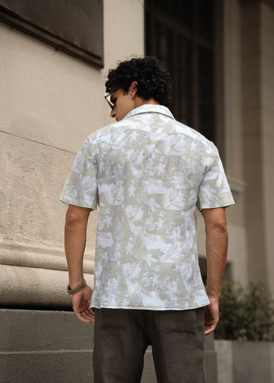 Printed Cuban Collar Shirt