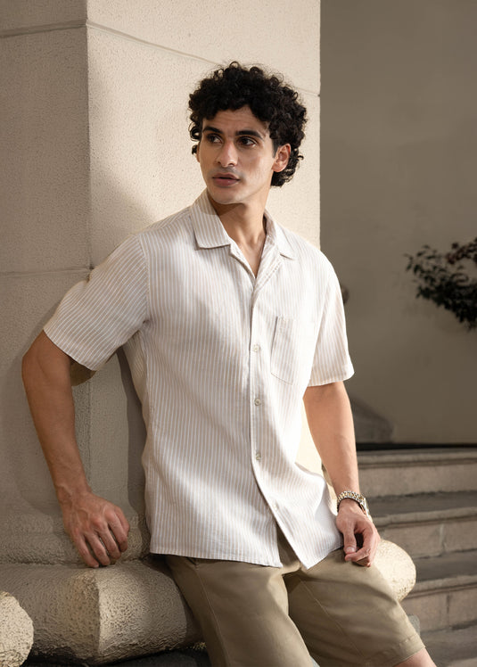 Stripe Camp Collar S/S Shirt