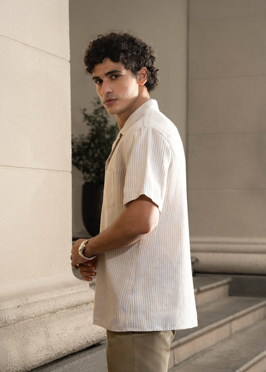 Stripe Camp Collar S/S Shirt