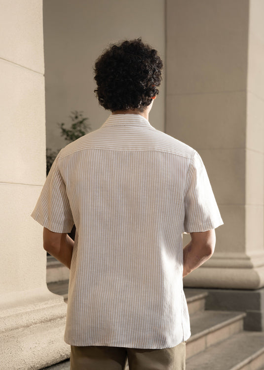 Stripe Camp Collar S/S Shirt