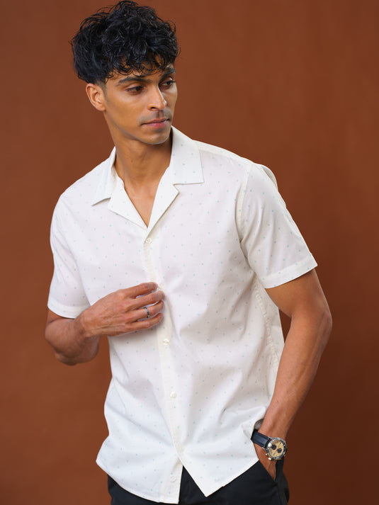 Casual Wear Cuban Collar Short Sleeve Shirt