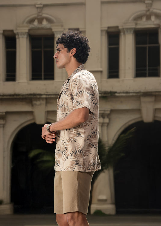 Printed Cuban Collar S/S Shirt