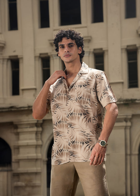 Printed Cuban Collar S/S Shirt