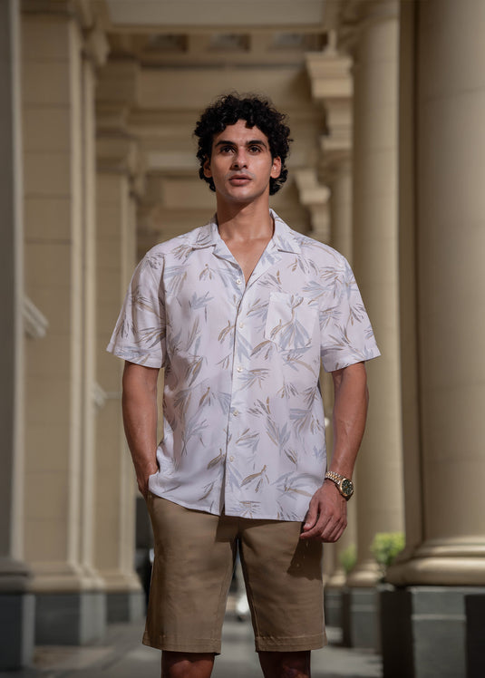 Printed Cuban Collar S/S Shirt