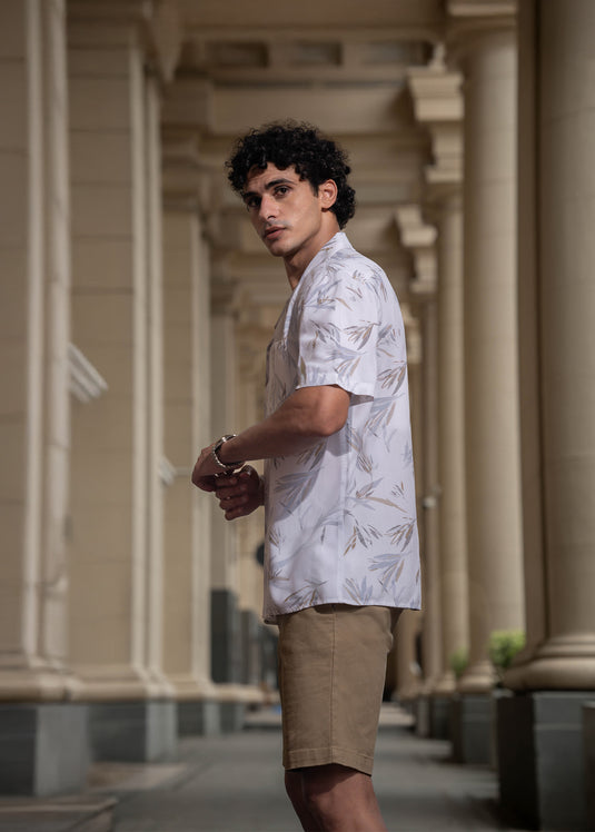 Printed Cuban Collar S/S Shirt