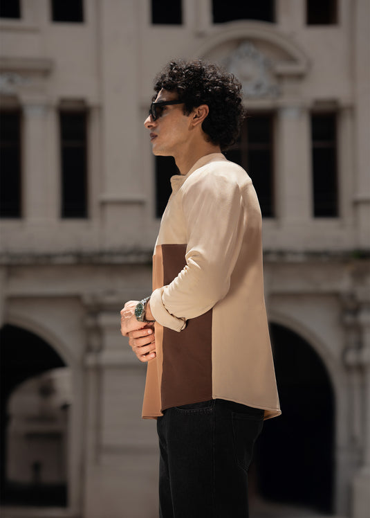 Waffle Color Blocked L/S Shirt