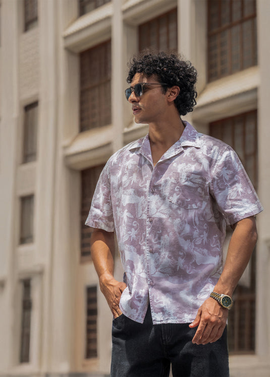 Printed Cuban Collar Shirt