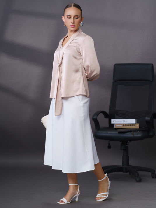 Long sleeve blouse with tie