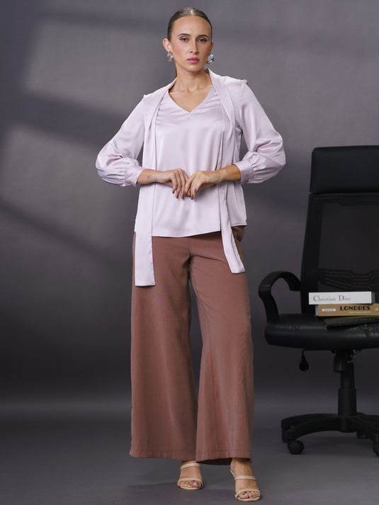 Long sleeve blouse with tie