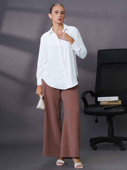 Long length shirt with concealed placket