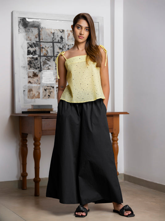 Printed cami with tie up straps