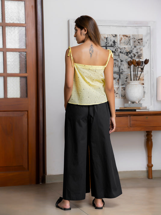 Printed cami with tie up straps