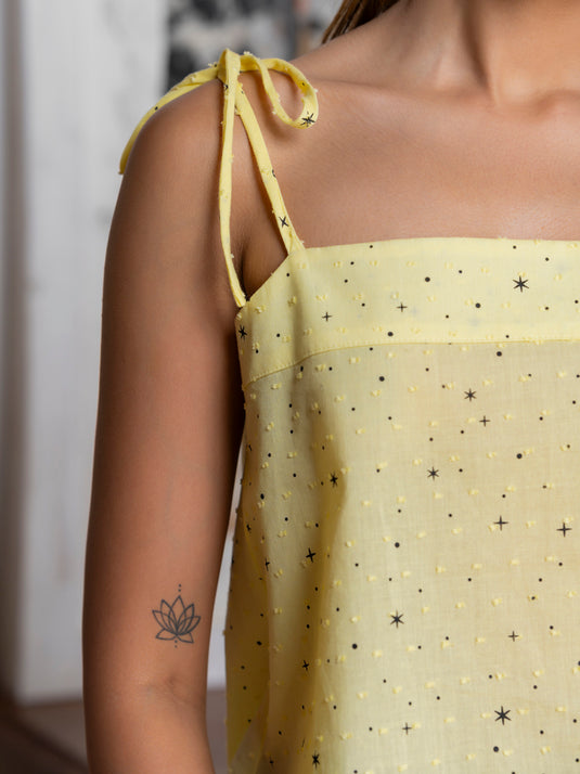 Printed cami with tie up straps