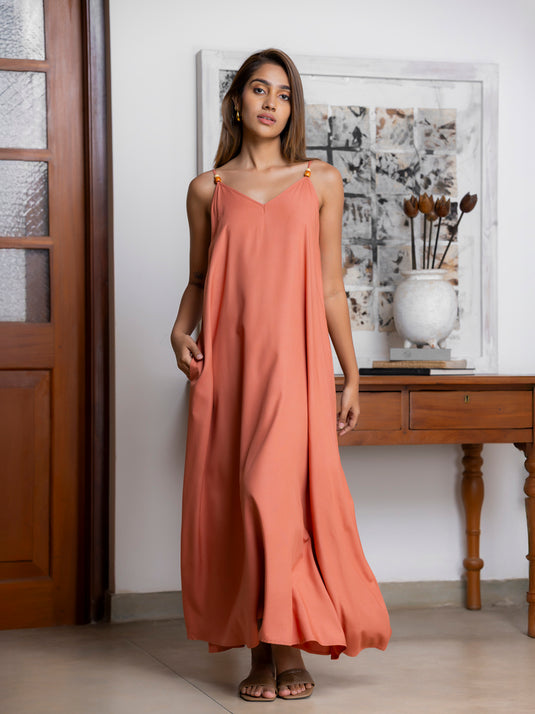 Beaded strappy maxi dress