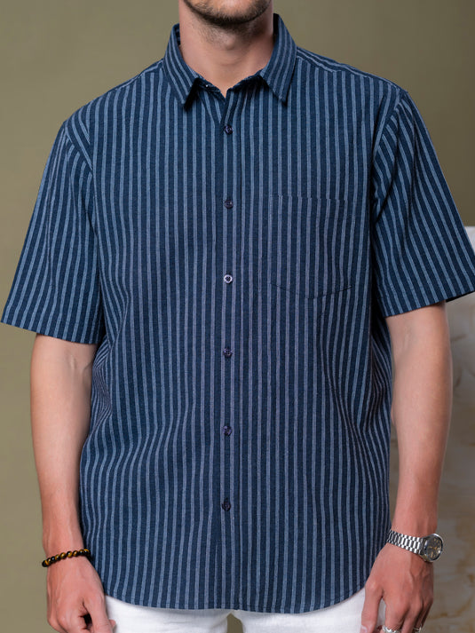 Casual Wear Stripe Short Sleeve Shirt