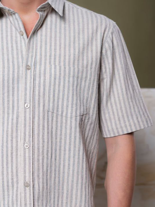 Casual Wear Stripe Short Sleeve Shirt