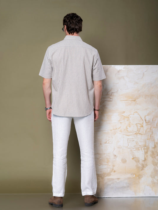 Casual Wear Stripe Short Sleeve Shirt