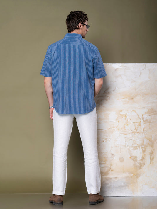 Casual Wear Stripe Short Sleeve Shirt