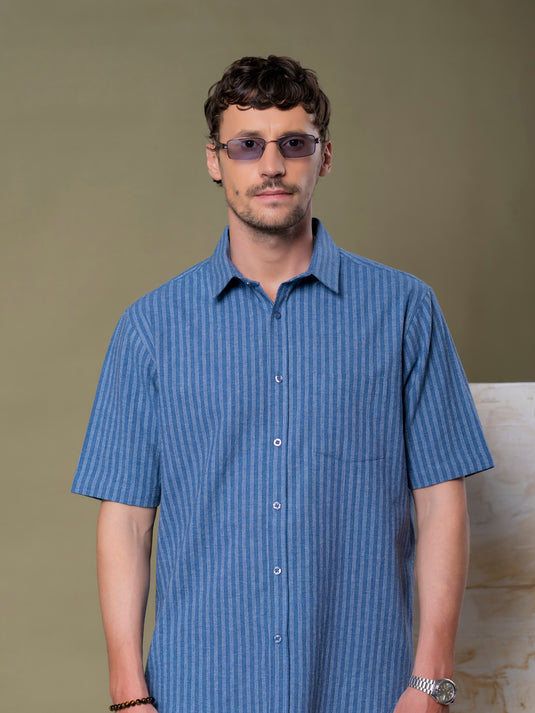 Casual Wear Stripe Short Sleeve Shirt