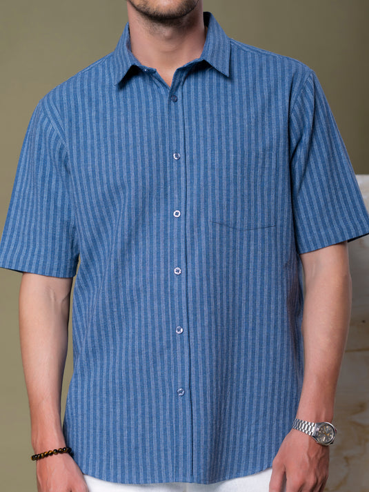 Casual Wear Stripe Short Sleeve Shirt