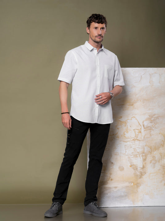 Casual Wear Stripe Short Sleeve Shirt