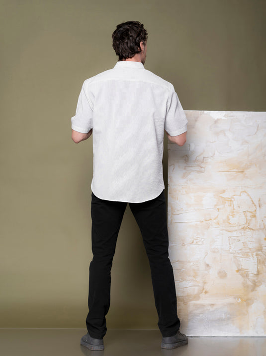 Casual Wear Stripe Short Sleeve Shirt