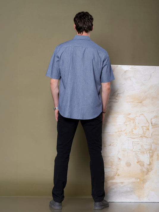 Casual Wear Stripe Short Sleeve Shirt