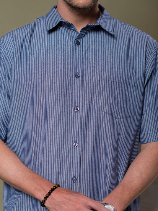 Casual Wear Stripe Short Sleeve Shirt