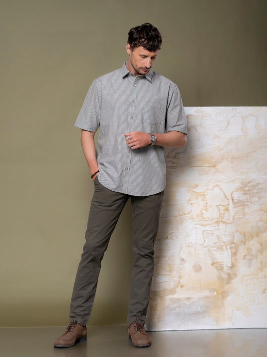 Casual Wear Stripe Short Sleeve Shirt