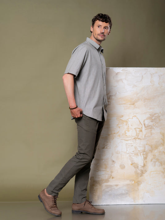 Casual Wear Stripe Short Sleeve Shirt