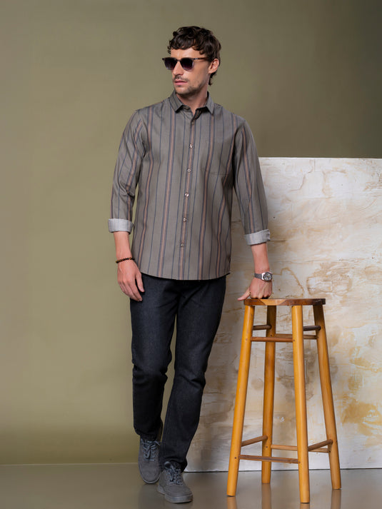 Casual Wear Stripe Long Sleeve Shirt