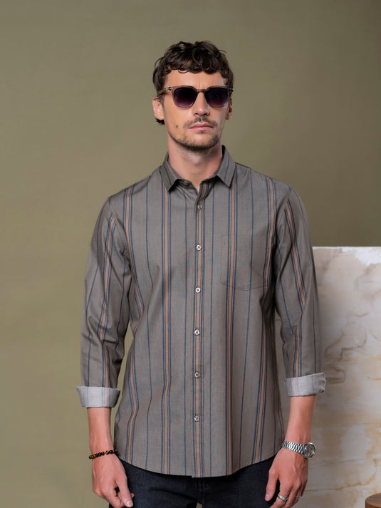 Casual Wear Stripe Long Sleeve Shirt