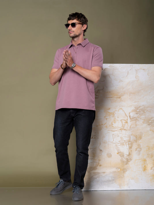 Casual Wear Self Collar Short Sleeve T-Shirt