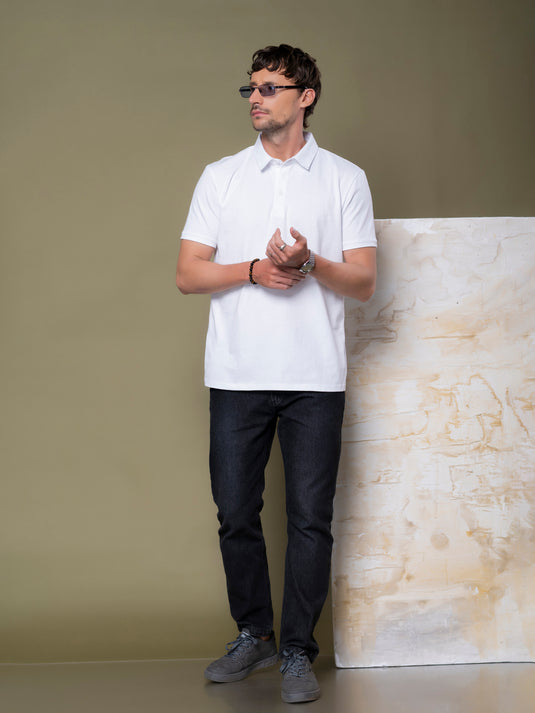 Casual Wear Self Collar Short Sleeve T-Shirt