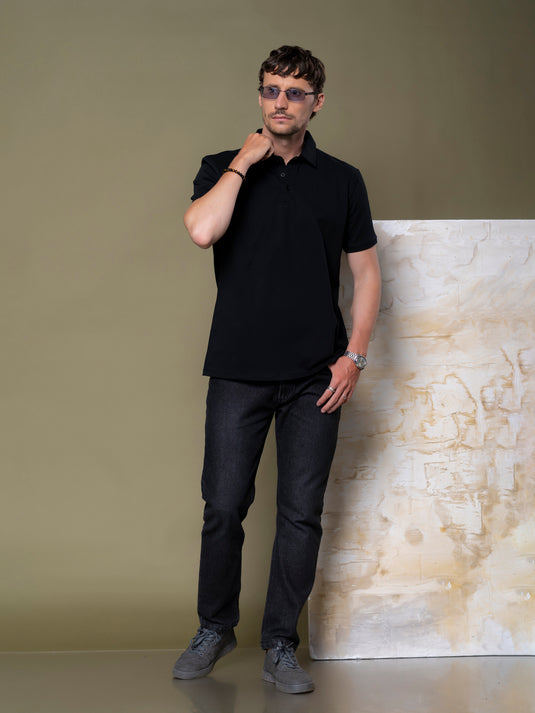 Casual Wear Self Collar Short Sleeve T-Shirt