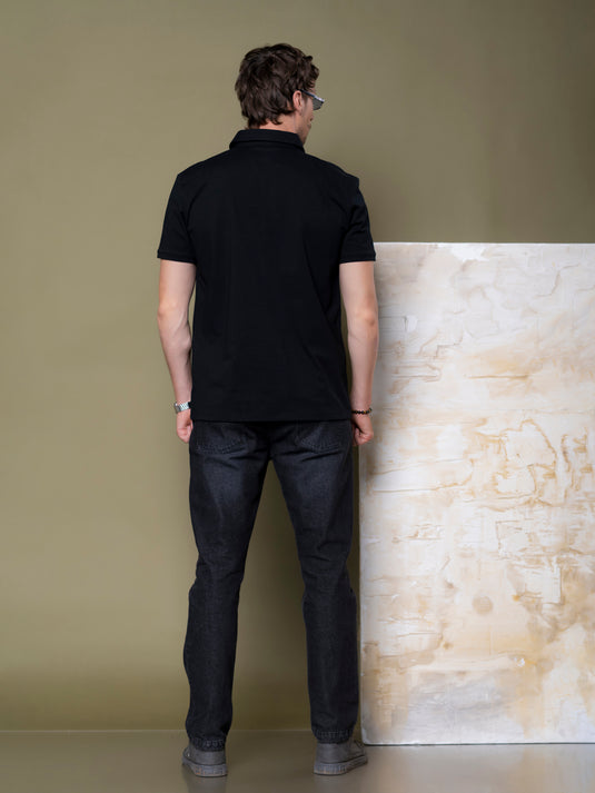 Casual Wear Self Collar Short Sleeve T-Shirt