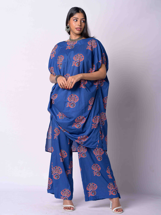 Printed Long Length Blouse With Drape